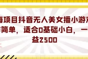 蓝海项目抖音无人美女播小游戏，操作简单，适合0基础小白，一周收益2500【揭秘】