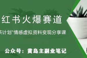 黄岛主·小红书绿茶计划情感虚拟资料变现项目，花我598买来拆解出来给你