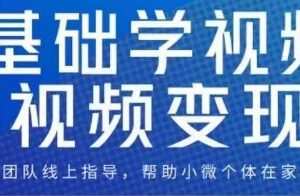 0基础学视频号短视频变现，适合新人学习的短视频变现课