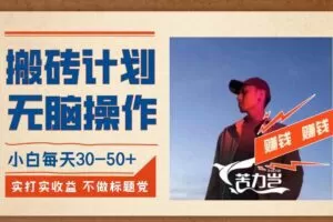 搬砖计划，小白无脑操作每天利润30-50+，完全无脑，不存在封号【揭秘】