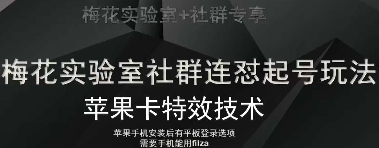 梅花实验室社群视频号连怼起号玩法,最新苹果卡特效技术