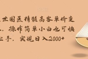 华佗在世国医精髓高客单价变现吸金，操作简单小白也可快速上手，实现日入2000+【揭秘】