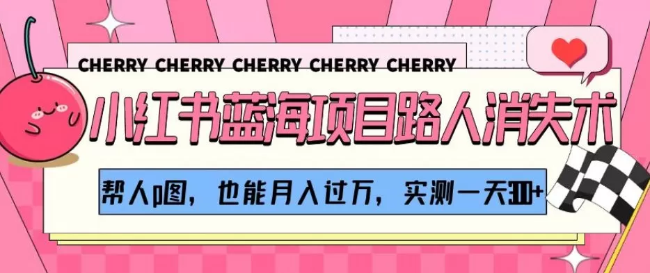 小红书蓝海项目路人消失术,帮人p图,也能月入过万,实测一天300+【揭秘】