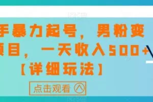 快手暴力起号，男粉变现项目，一天收入500+【详细玩法】【揭秘】