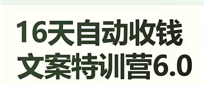 16天自动收钱文案特训营6.0,学会儿每天自动咔咔收钱