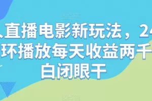 无人直播电影新玩法，24小时循环播放每天收益两千+小白闭眼干【揭秘】
