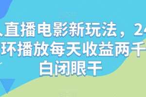 无人直播电影新玩法，24小时循环播放每天收益两千+小白闭眼干【揭秘】