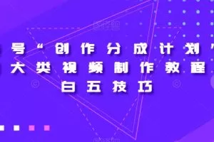视频号“创作分成计划”2.0四大类视频制作教程+小白五技巧【揭秘】