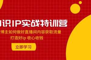 知识IP实战特训营：知识博主如何做好直播间内容获取流量 打造好ip 收心收钱