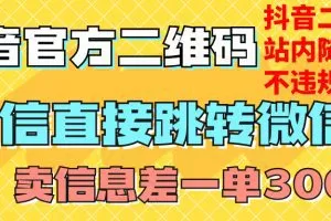 价值3000的技术！抖音二维码直跳微信！站内无限发不违规！