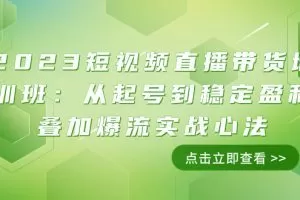 2023短视频直播带货培训班：从起号到稳定盈利叠加爆流实战心法（11节课）
