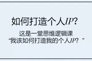 如何打造个人IP？这是一堂思维逻辑课“我该如何打造我的个人IP？”