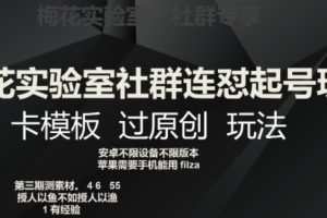 梅花实验室社群连怼起号玩法，卡模板过原创玩法【揭秘】