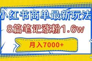 小红书商单最新玩法，8篇笔记涨粉1.6w，几分钟一个笔记，月入7000+