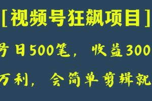 日收款500笔，纯利润3000+，视频号狂飙项目，会简单剪辑就能做【揭秘】