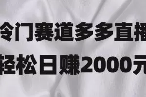 冷门赛道拼多多直播项目，简单念稿子，日收益2000＋