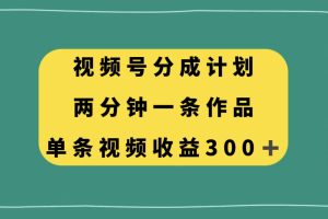 视频号分成计划，两分钟一条作品，单视频收益300+