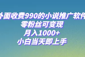 小说推广软件，零粉丝可变现，月入1000+，小白当天即上手【附189G素材】