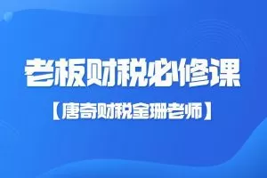 【唐奇财税金珊老师】老板财税必修课28节