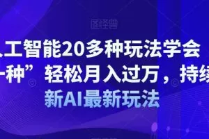 AI人工智能20多种玩法学会“其中一种”轻松月入过万，持续更新AI最新玩法