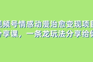 视频号情感动漫治愈变现项目分享课，一条龙玩法分享给你（教程+素材）