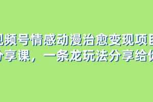 视频号情感动漫治愈变现项目分享课，一条龙玩法分享给你（教程+素材）