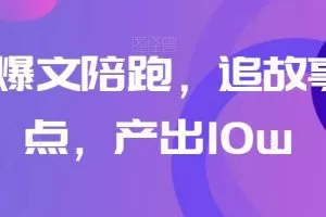 高阶爆文陪跑，追故事+热点，产出10w+