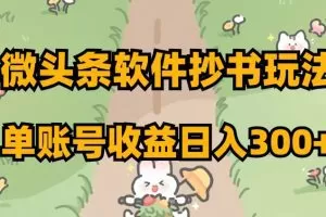 微头条软件抄书玩法，单账号收益日入300+【揭秘】
