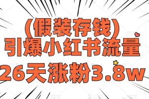 假装存钱，引爆小红书流量， 26天涨粉3.8w，作品制作简单，多种变现方式