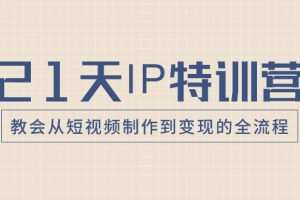21天IP特训营，教会从短视频制作到变现的全流程