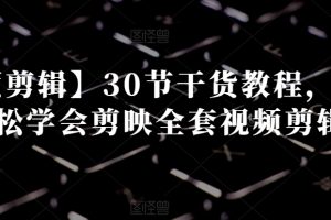 【视频剪辑】30节干货教程，让你轻松学会剪映全套视频剪辑