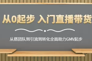 从0起步 入门直播带货 从搭团队到引流到转化全面助力GMV起步