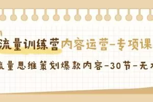 流量训练营之内容运营专项课，用流量思维策划爆款内容（30节课）