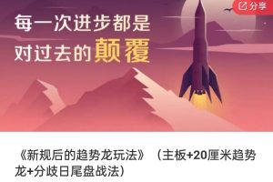 《新规后的趋势龙玩法》（主板+20厘米趋势龙+分歧日尾盘战法）