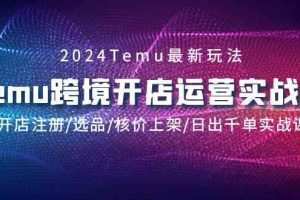 2024Temu跨境开店运营实战课，开店注册/选品/核价上架/日出千单实战课
