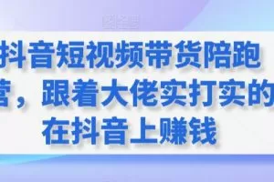 抖音短视频带货陪跑营，跟着大佬实打实的在抖音上赚钱