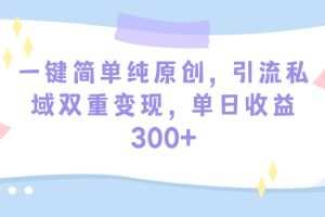 一键简单纯原创，引流私域双重变现，单日收益300+（教程+素材）