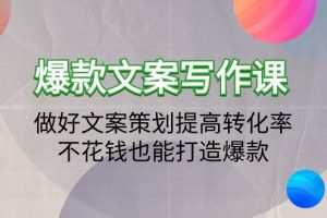 爆款文案写作课：做好文案策划提高转化率，不花钱也能打造爆款（19节课）