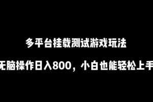 多平台挂载测试游戏玩法，无脑操作日入800，小白也能轻松上手