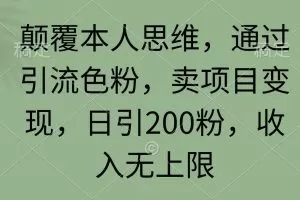 颠覆本人思维，通过引流色粉，卖项目变现，日引200粉，收入无上限