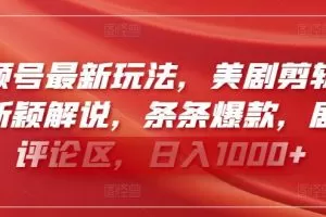视频号最新玩法，美剧剪辑搭配新颖解说，条条爆款，剧爆评论区，日入1000+