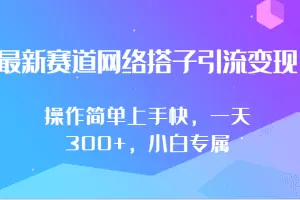最新赛道网络搭子引流变现!!操作简单上手快，一天300+，小白专属