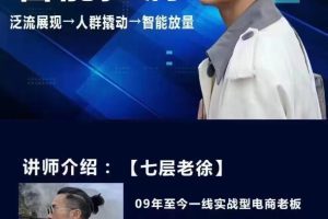 七层老徐·2024引力魔方人群智能拉满+无界推广高阶，自创全店动销玩法…