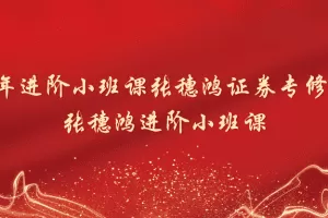 「张穗鸿」2024年进阶小班课张穗鸿证券专修小班 张穗鸿进阶小班课