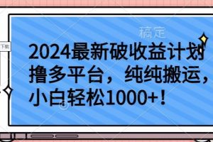 2024最新破收益计划撸多平台，纯纯搬运，小白轻松1000+