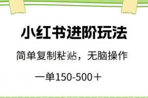 小红书进阶玩法，一单150-500+，简单复制粘贴，小白也能轻松上手
