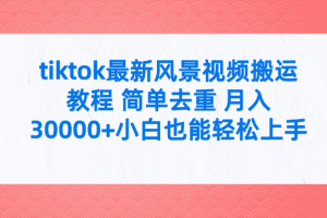 tiktok最新风景视频搬运教程 简单去重 月入30000+附全套工具