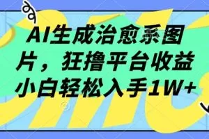 AI生成治愈系图片，狂撸平台收益，小白轻松入手1W+