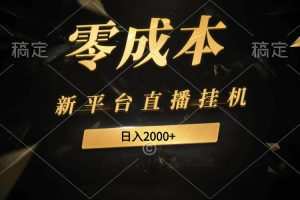 新平台直播挂机最新玩法，0成本，不违规，日入2000+
