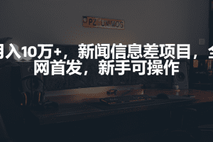月入10万+，新闻信息差项目，新手可操作